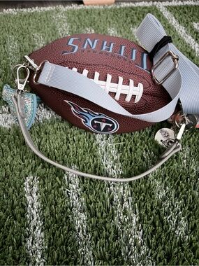 Tennessee Titans Mini Football Crossbody Bag - Brown & Light Blue